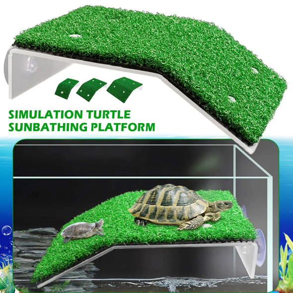 Aquarium Turtle Basking Platform Simulated Lawn Turtle Ladder Climbing Fish Tank Habitat Float Island Decorations Dropshipping