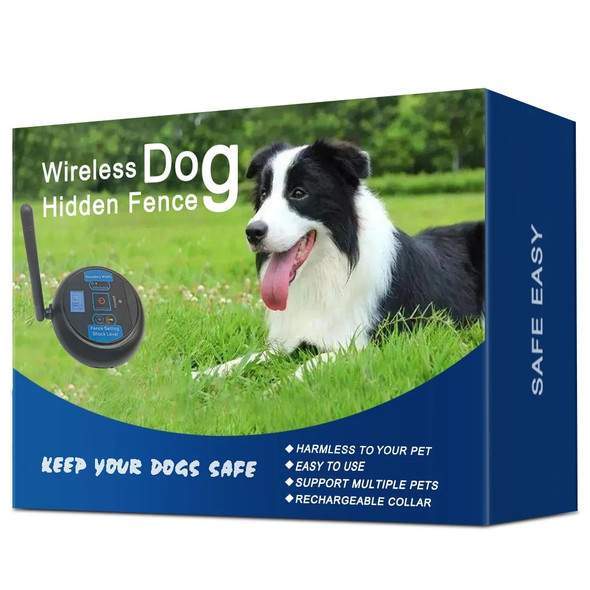 Wireless Dog Fence with Waterproof Collar Pet Containment System Adjustable Shock Vibration 200m for All Size Dogs