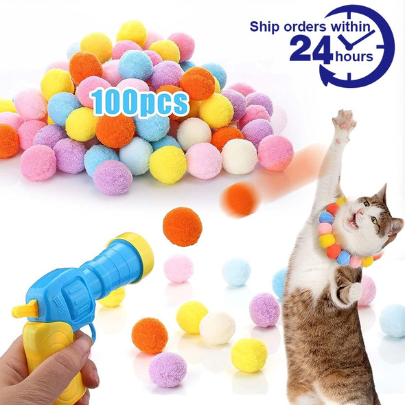 Cat Toys Interactive Launch Training Toy For Pet Kitten Creative Mini Shooting Gun Games Stretch Plush Ball Toys Pet Supplies