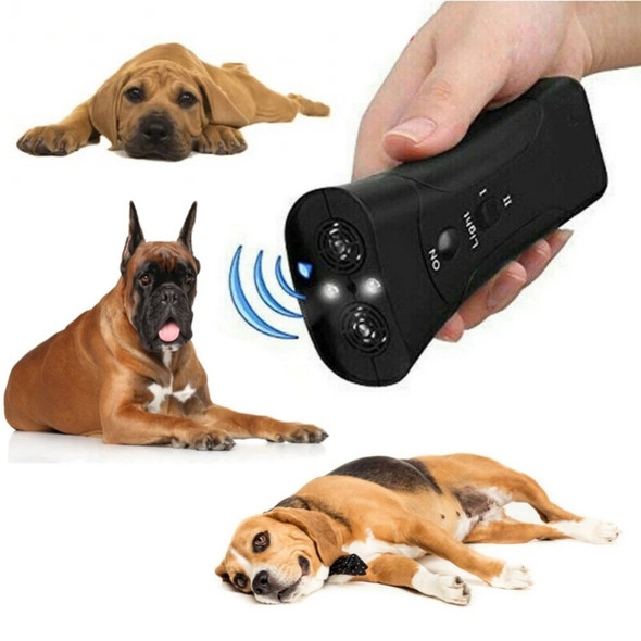 Pet Dog Repeller Anti Barking Stop Electric Shocker LED Ultrasonic Dogs Adapter Training Behavior Aids Without Battery Black