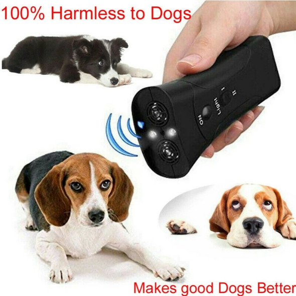 Pet Dog Repeller Anti Barking Stop Electric Shocker LED Ultrasonic Dogs Adapter Training Behavior Aids Without Battery Black