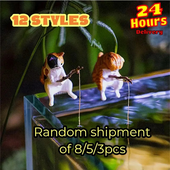 8/5/3pcs Mini Small Aquarium Ornament Fishing Cat Fish Tank Landscaping Cartoon Cat Statue Interesting Miniature Fishbowl Decor 8/5/3pcs Mini Small Aquarium Ornament Fishing Cat Fish Tank Landscaping Cartoon Cat Statue Interesting Miniature Fishbowl Decor