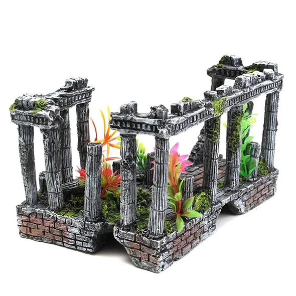 Roman Aquarium Ornament Ancient Ruins Fish For Box Decorations Tank Of Castle Reptile World Artificial Column European Landscape
