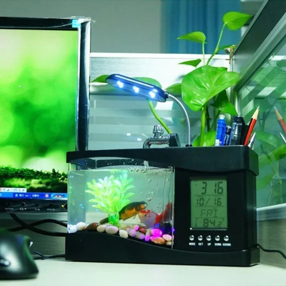 Usb Mini Goldfish Bowl Table Lamp Small Multifunctional Ecological Aquarium Office Decoration Fish Tank Clock Night Light Usb Mini Goldfish Bowl Table Lamp Small Multifunctional Ecological Aquarium Office Decoration Fish Tank Clock Night Light