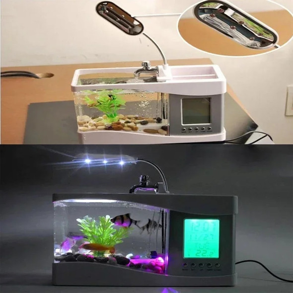 Usb Mini Goldfish Bowl Table Lamp Small Multifunctional Ecological Aquarium Office Decoration Fish Tank Clock Night Light Usb Mini Goldfish Bowl Table Lamp Small Multifunctional Ecological Aquarium Office Decoration Fish Tank Clock Night Light