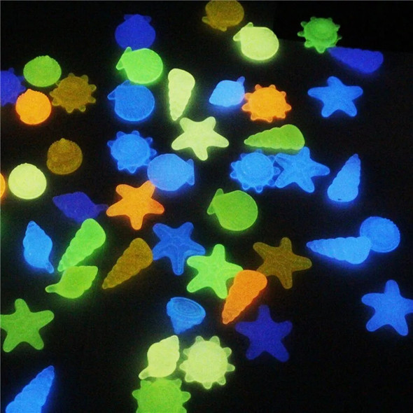 500pcs/Bag Glow in Dark Stone DIY Home Decor Luminous Pebbles Colorful Sea Conch Shell Starfish Rocks for Aquarium Fish Tank