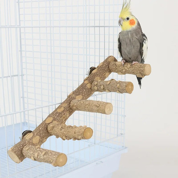 Natural Wood Parrot Bird Perches Bird Stand Paw Grinding Fork Parakeet Climb Stand Branch Ladder Toys Bird Cage Bird Accessories