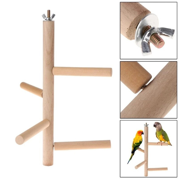 4-Level Ladder Toy Natural Wooden Rotating Ladder Pet Parrot Bird Bird Parrot Cage Accessories Swinging Exercise Toy
