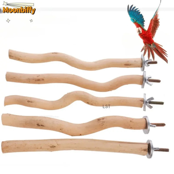 1pcs Parrot Stand Rod Toys Wood Fork Branch Perch Bird Cage Hanging Swing Pet Bird Chewing Toy Playground Bird Supplies