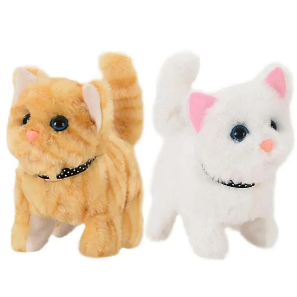 Robot Cat Plush Cute Electronic Pet Voice Control Robot Cat Walking Simulation Smart Cat Meow Pet Cat Toy for Girls Baby Kids