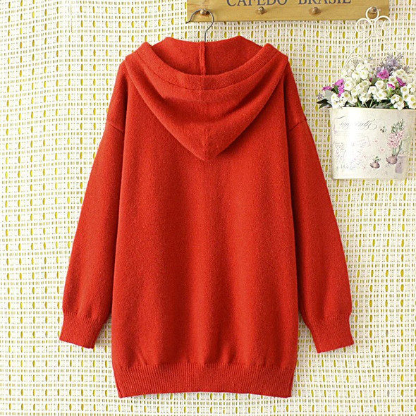 4xl Plus Size Hooded Sweater Ladies Autumn Plush Bear Sweet Loose Jumper For Women Winter Thick Knitted Pullovers Coat E2-2047