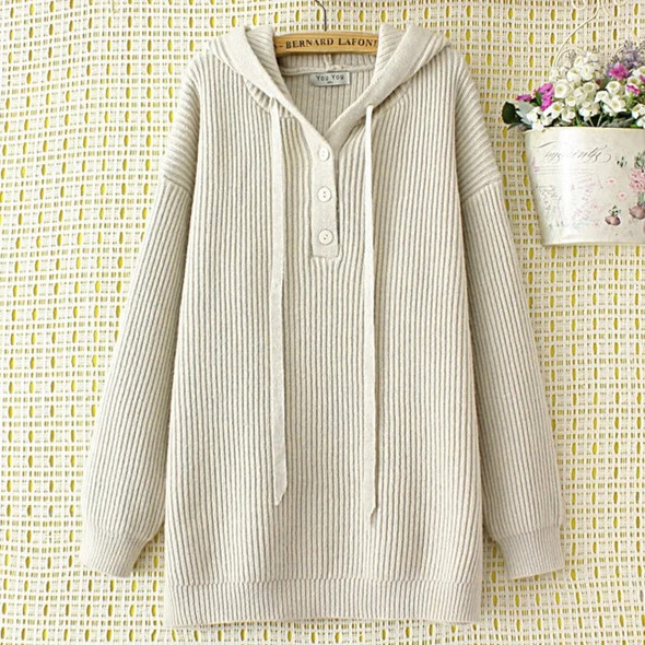 4xl Plus Size Hooded Sweater Ladies Loose Solid Color Knitting Pullover Coat Autumn Winter Thick Warm Jumper Women E2-2049