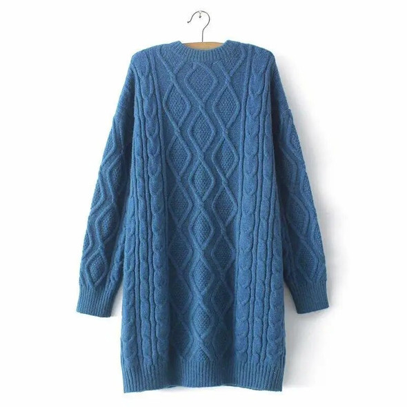 Women Clothing Sweater Plus Size Autumn Winter Curve Jumper Casual Argyle Twist Thick Knitted Long Pullovers