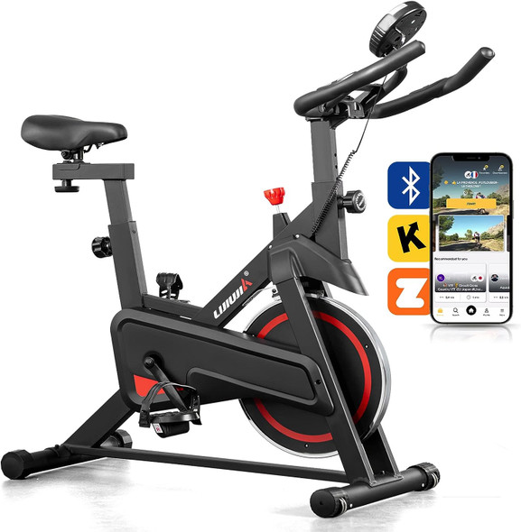 Exercise Bike, Stationary Indoor Cycling Bike for Home, Smart Bluetooth Spin bike LCD Monitor & Ipad Holder for Cardio Worko