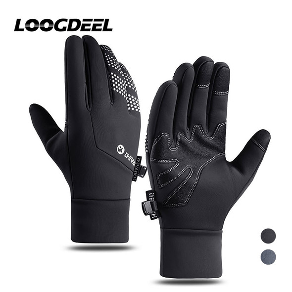 LOOGDEEL Cycling Gloves Women Men Windproof Warm Waterproof Non-slip Touch Screen Reflective Sports Bicycle Running Bike Gloves