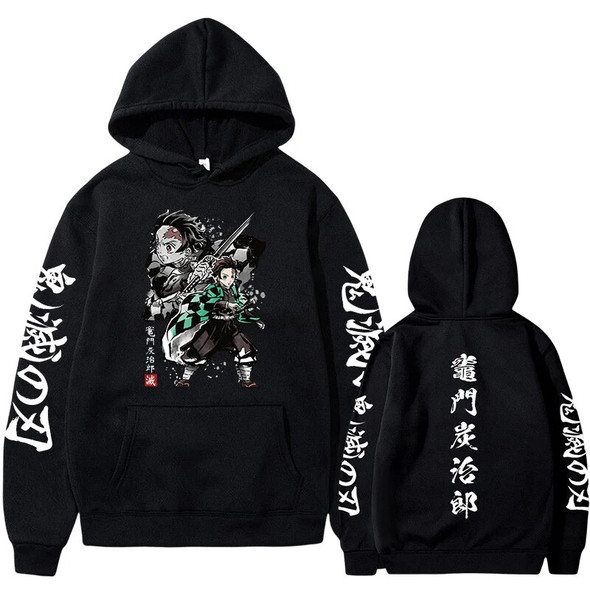 Japanes Anime Demon Slayer Plus Size Hoodie Pullover Men Women Sweatshirts Kamado Tanjirou Graphic Printed Unisex Streetwear Top