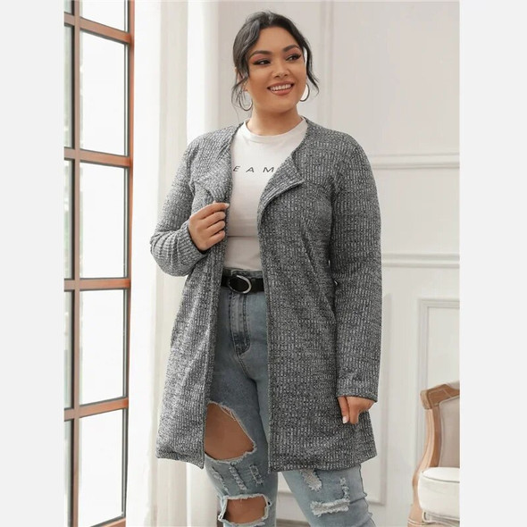 Plus Size Fashion Trench Coat Women Long Sleeve Open Front Long Loose Spring Autumn Casual Outwear Jacket Large Size 5XL 6XL 7XL