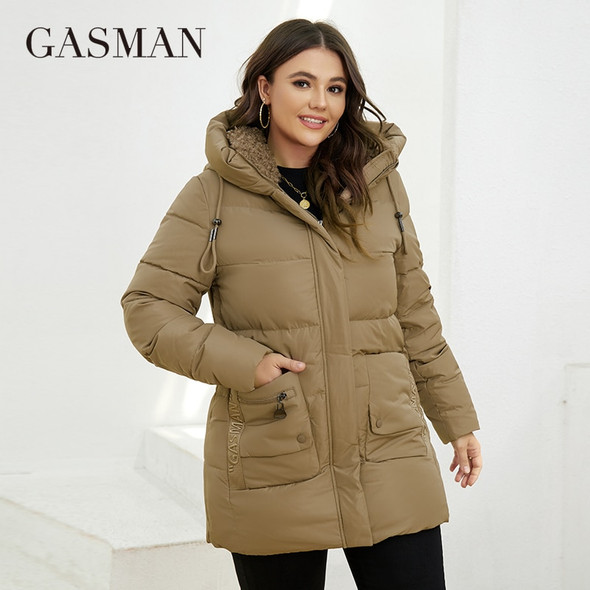 GASMAN 2022 Fashion Down Jacket Women's Plus Size Short Casual Hooded Pocket Parkas Women Female Coat Outwear GM-82211