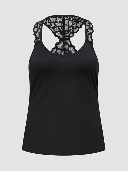 Finjani Plus Size Tank Top Summer Women's Clothing Lace Trim Strap High Elastic Black Cami Top Sexy Women Tops