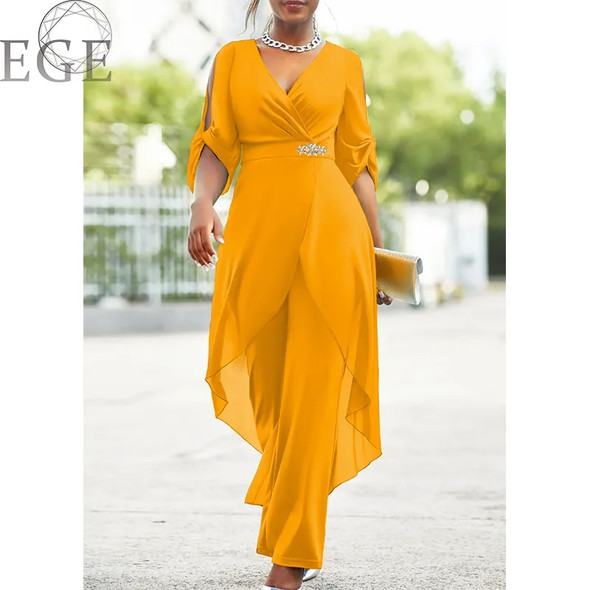 2023 Plus Size 6XL7XL 2-Piece Set Chiffon V-Neck Top and Loose Pants Elegant Commuting Plus Size Women 2-Piece Set 2023 Plus Size 6XL7XL 2-Piece Set Chiffon V-Neck Top and Loose Pants Elegant Commuting Plus Size Women 2-Piece Set