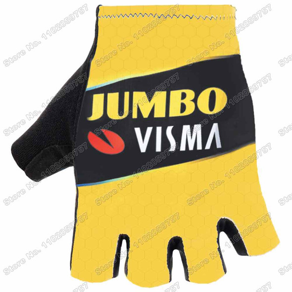 2023 Jumbo Visma Team Cycling Gloves Wout van Aert Primoz Roglic Bicycle Gel Half Finger Glove Road Bike Jersey Mittens