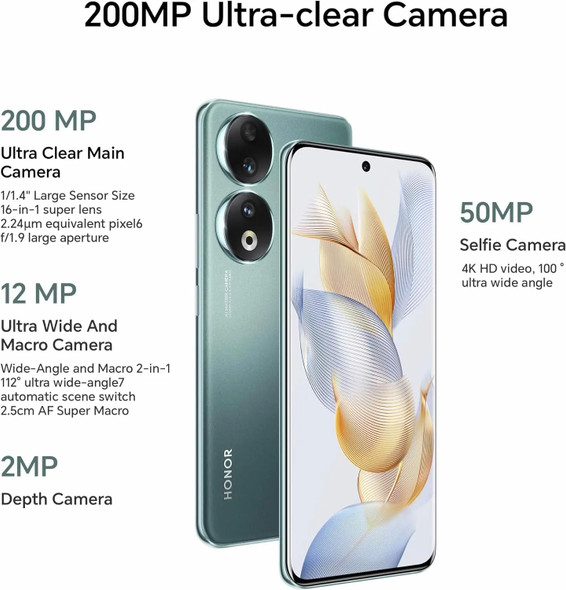 New Global Version HONOR 90 5G 200MP Ultra-Clear Camera Snapdragon 7 Gen 1 5000mAh Battery Life 66W Supercharger 120Hz Display