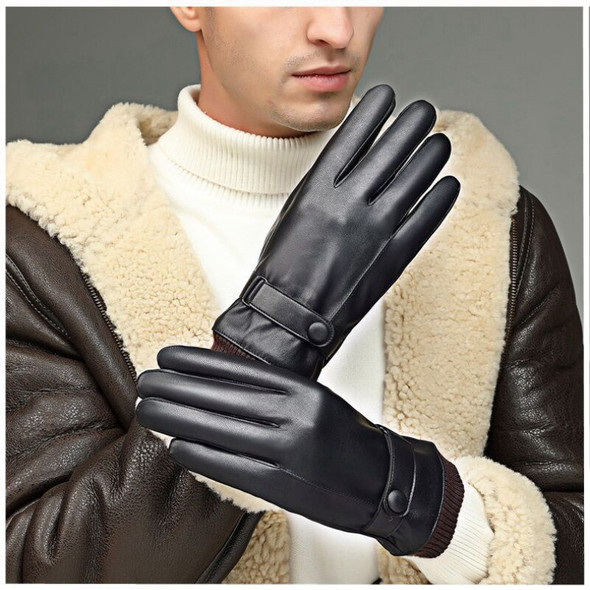 Men's Gloves Black Winter Mittens Keep Warm Touch Screen Windproof Driving Guantes Male Autumn Winter Business PU Leather Gloves