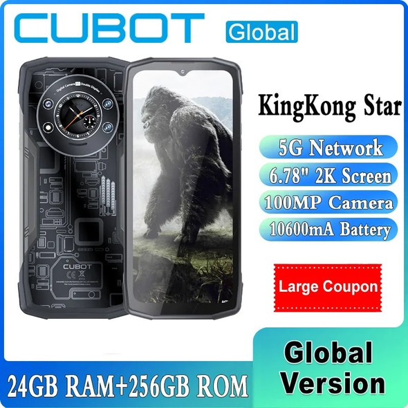 Cubot KingKong Star 6.78" Screen Rugged Phone 24GB(12GB+12GB) RAM+256GB ROM 100MP Camera 10600mAh Battery NFC Smartphone