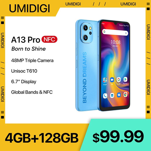 [In Stock] UMIDIGI A13 Pro Android Smartphone NFC 48MP AI Triple Camera 128GB 6.7" Full Display 5150mAh Cellular Global Version