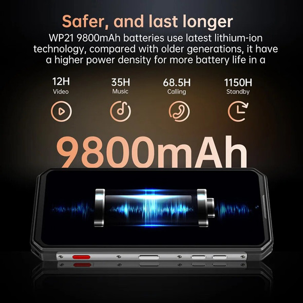 Global Oukitel WP21 Rugged Night Vision Smartphone Cell Phone Mobile Phone 9800 mAh 12GB+256 GB 64MP Camera 66W 120 Hz Helio G99
