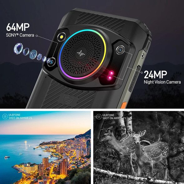 Ulefone Armor 21 16GB 256GB Rugged Phone Night Vision Smartphone Android 13 G99 Moblie Phone 64MP Camera 9600mAh NFC Cellphone