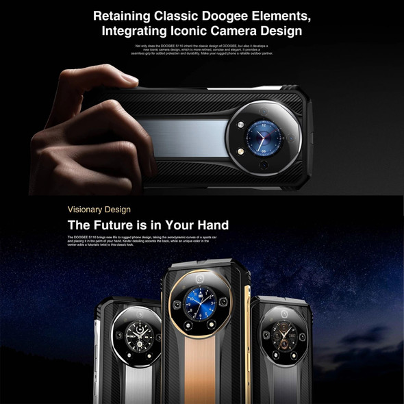 DOOGEE S110 Rugged Phone 12GB+256GB 6.58” FHD Waterdrop Screen Android 13 Helio G99 66W Fast Charging 10800mAh Smartphone