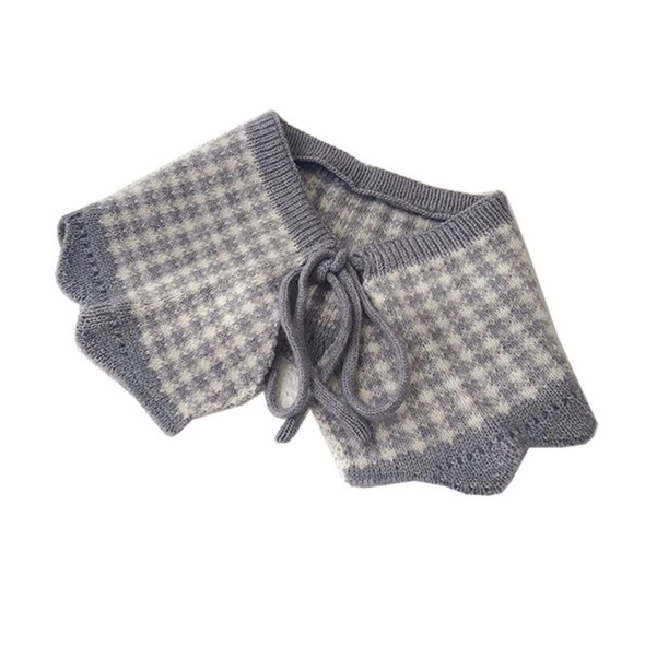 Knitted Kids Scarf Baby Shawl Collar Neckwear for Girls Plaid Scarves Autumn Winter Children Lattice Neckerchief Bib