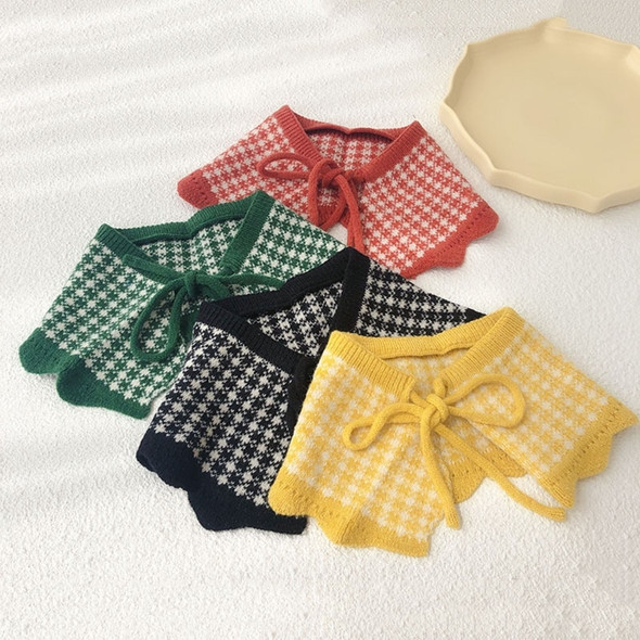 Knitted Kids Scarf Baby Shawl Collar Neckwear for Girls Plaid Scarves Autumn Winter Children Lattice Neckerchief Bib Neck