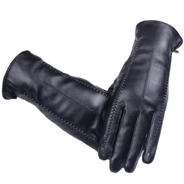 Winter PU Leather Gloves Women Black Touch Screen Driving Gloves Fashion Soft Plus Velvet Warm Mittens