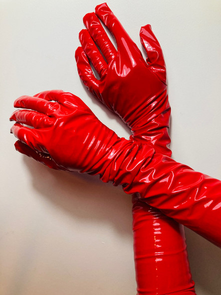 Sexy Women PU Leather Gloves Shiny Long Gloves Punk Mitten Party Clubwear Cosplay Stage Costume Accessories