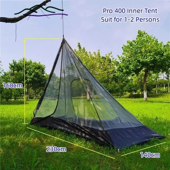 320/400 Pyramid Tent‘s Inner Mesh Tent Square Rodless Summer Mosquito Net Light Weight for Outdoor Camping Backpacking Hiking
