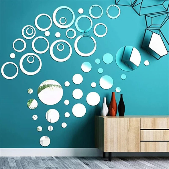 Home Decor Wall Stickers 3D Mirror Acrylic Round Love Decal Self-Adhesive Bedroom Office Background Modern Decorative Mural DIY