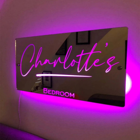 New Personalized Name Mirror Bedroom Mirror with LED Light Neon Sign Light Emitting Acrylic Mirror DIY Home Decoration Gift
