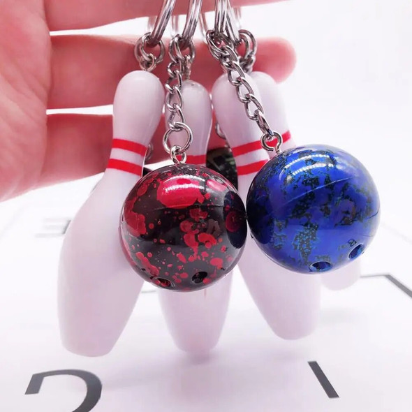 Bowling Key Chain Ball Shape Key Ring Holder Keychain Sport Lovers Handbag Car Key Pendant Sports Keychain Bowling Key Holder