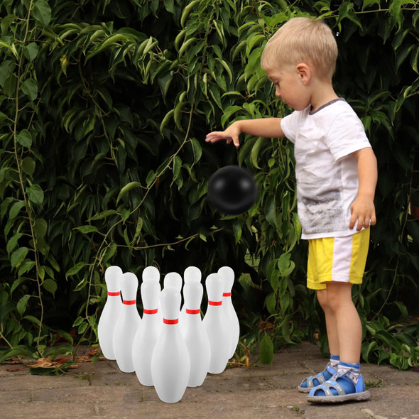 Plasitc Bowling Play Set Fun Indoor Outdoor Bowling Games Parent Children Interactive Toy for Home School (White)