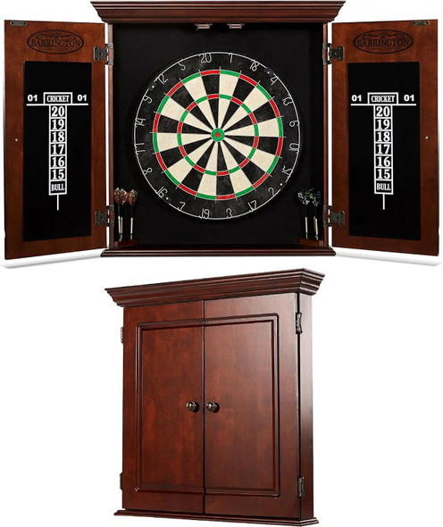 Bristle Dartboard Cabinet Set Professional Hanging Classic Sisal Dartboard with Self Healing Bristles and Accessories