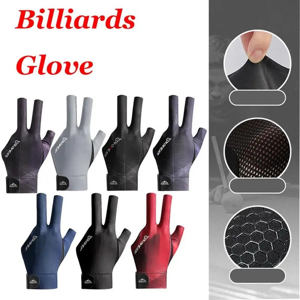 Hot Sale Billiards Glove Non Slip 3 Fingers Sport Left Hand Snooker Glove Elasticity Billiard Training Gloves Accessories