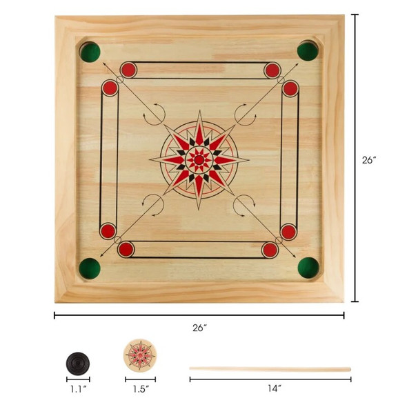Rockin’ Rollers Carrom Board Game with Coins and Strikers - 26" Square