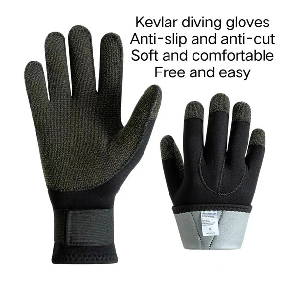 3mm Kevlar Diving Gloves Cut Resistant Keep Warm Black Pool Gloves for Snorkeling Swimming Water Amusement Dive Accessories