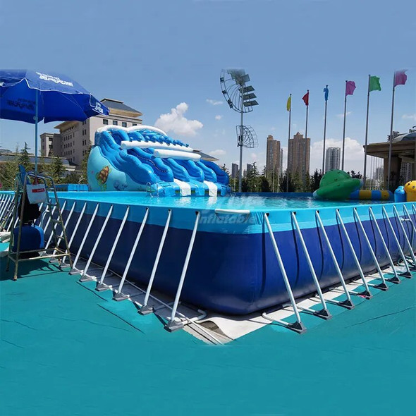 Outdoor Portable PVC Inflatable Metal Frame Swimming Pool With Support Accessories