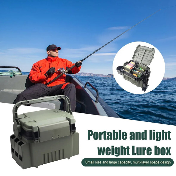 Fishing Gear Box Multi-layer Lure Bait Storage Box Multifunctional Large Capacity Lightweight Rod Insert Slot for Angling Lovers
