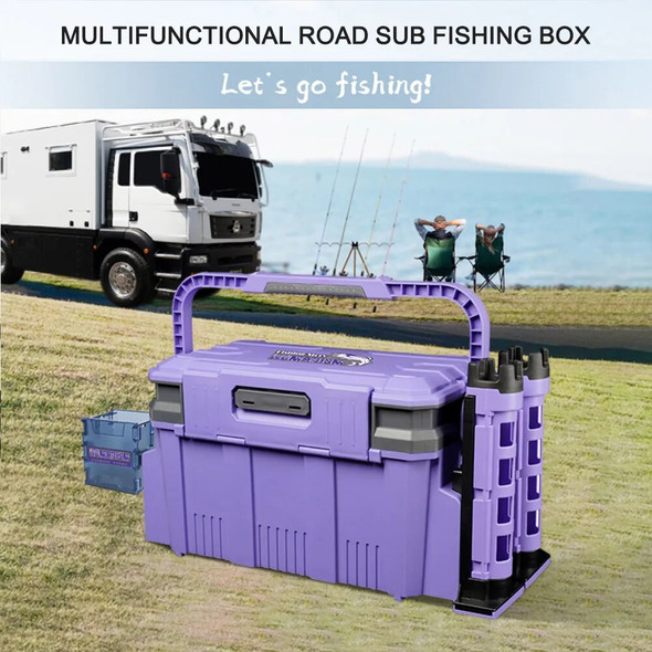 19.5L Fishing Tackle Box Multifunction Large Capacity Stand Rod Holder Cup Holder High Quality Plastic Handle Fishing Box