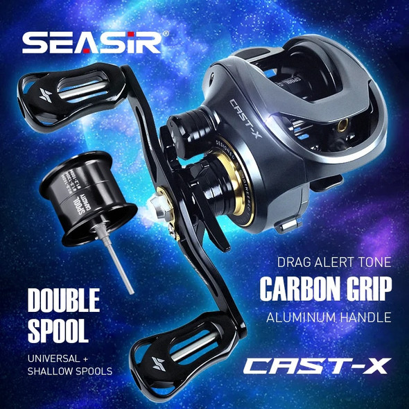 SEASIR Cast-X Double Spool Baitcasting Mico Fishing Reel 7.3：1 High Speed Gear Ratio Fresh Saltwater Magnetic Brake Fishing Coil