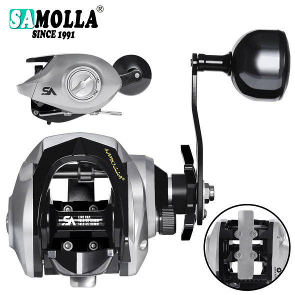 SAMOLLA Large New Baitcasting Fishing Reel Saltwater Waterproof Sea Fishing 7.2:1 15KG Drag Catfishing Trolling Metal Base